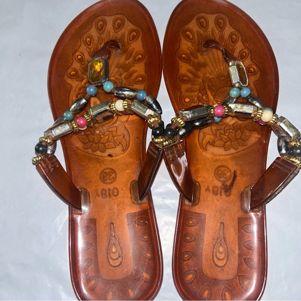 Elegant Women’s  Beaded Jelly Sandals (New)